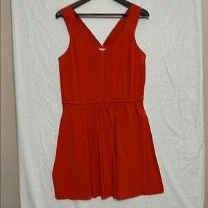 NWOT Athleta Orange-Red Sleeveless V-Neck Sundress with Pockets! size Medium